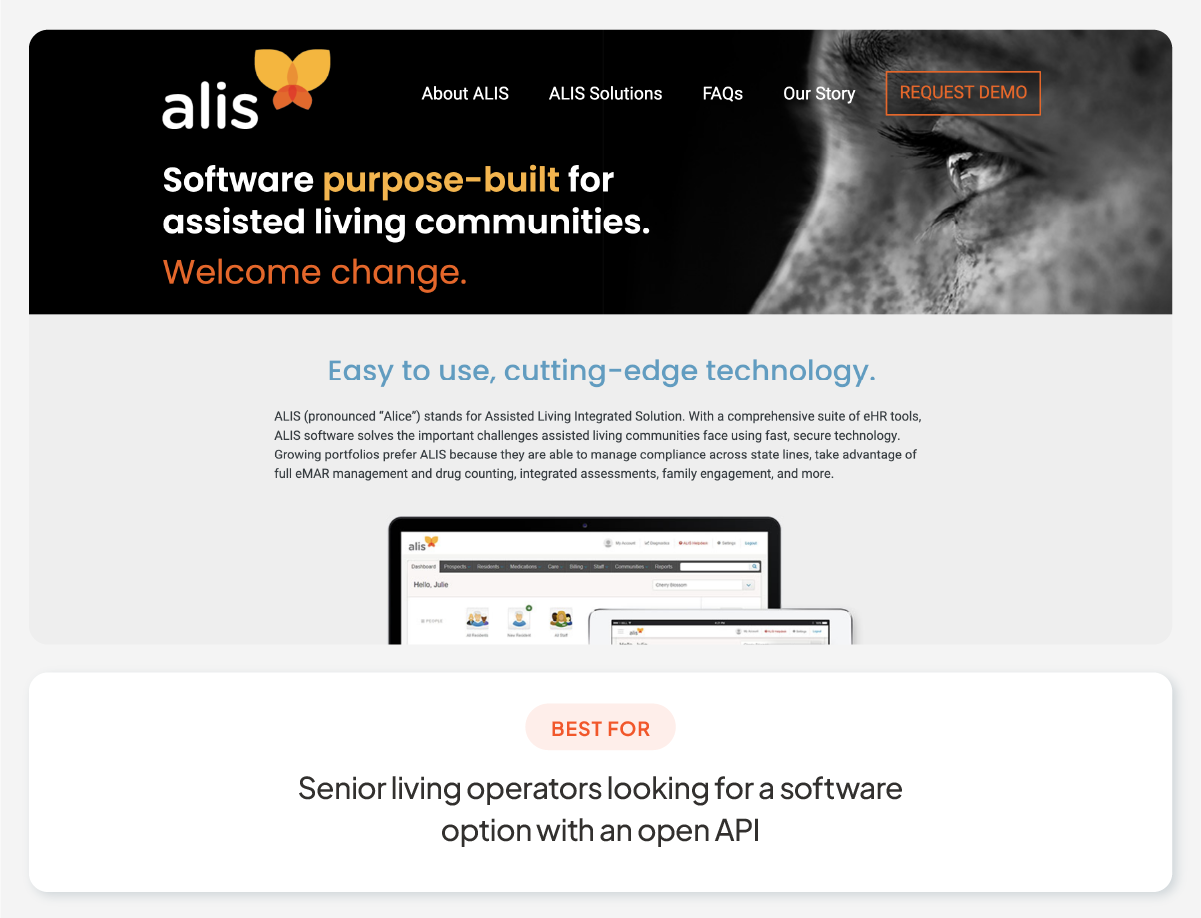 A screenshot of ALIS’ homepage.