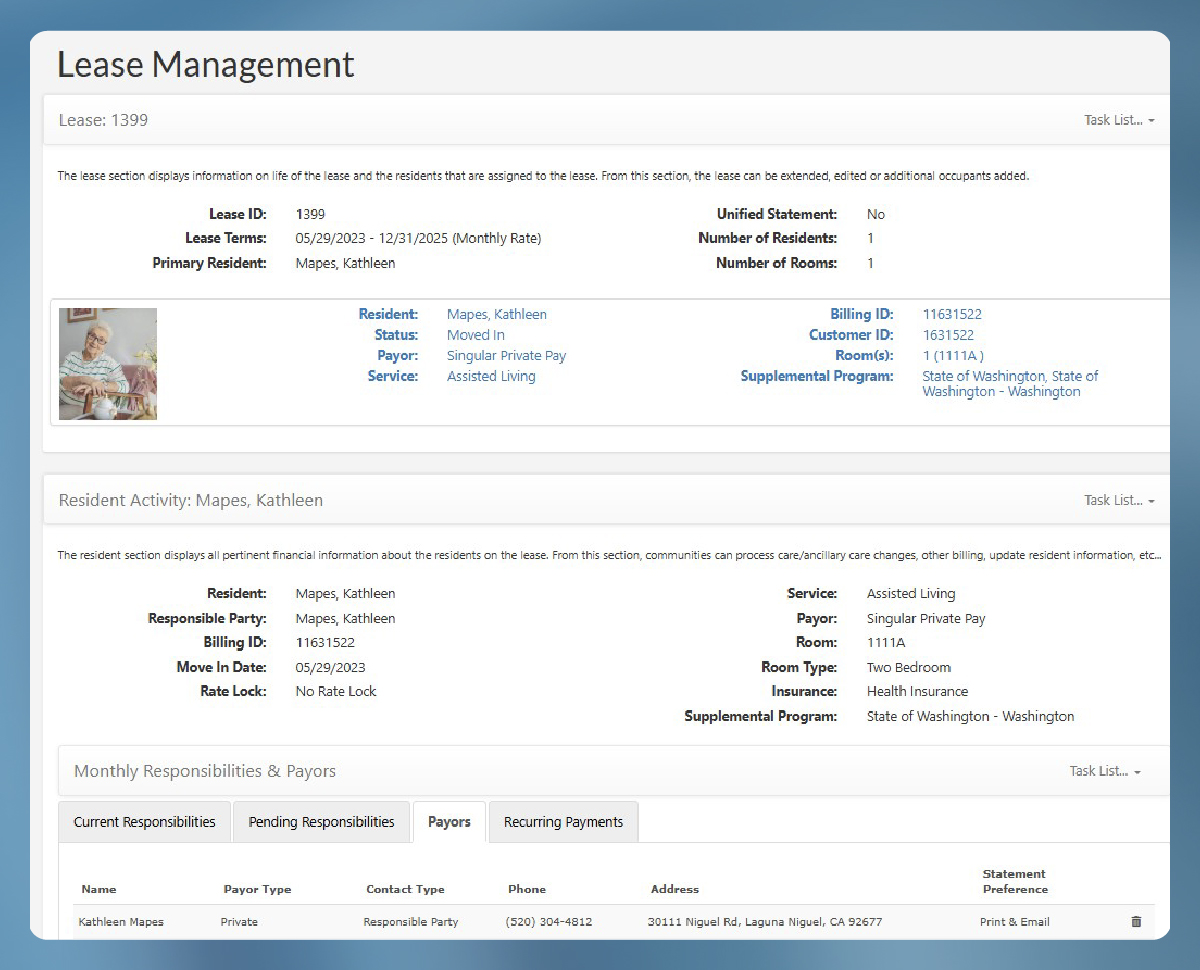 A screenshot of Aline’s Payments dashboard showing lease management features.